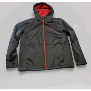 NEW BALANCE Mens Gray/Red Sweater Fleece Full Zip Hooded Jacket Size XL